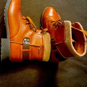 Vegan leather ankle boots.